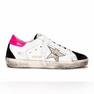 Golden Goose Women’s Superstar Low Top White, Pink and Black Sneakers Size 37/7
